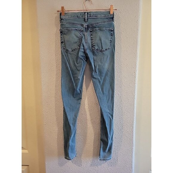 Free People Jeans Women's Size 26 L Blue Skinny‎ Distressed Stretch - Picture 5 of 7